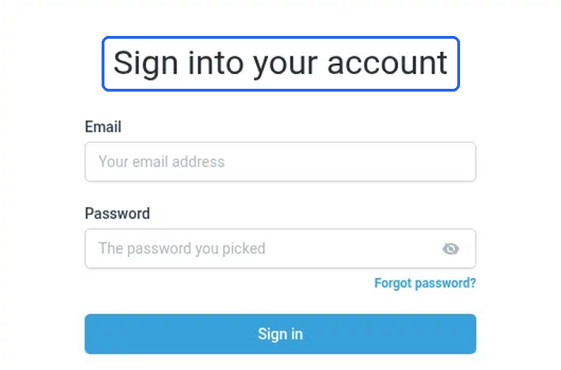 The "Sign into your account" box on the Syndra sign-in page, with the Email and Password boxes, the Forgot password? link and the Sign in button