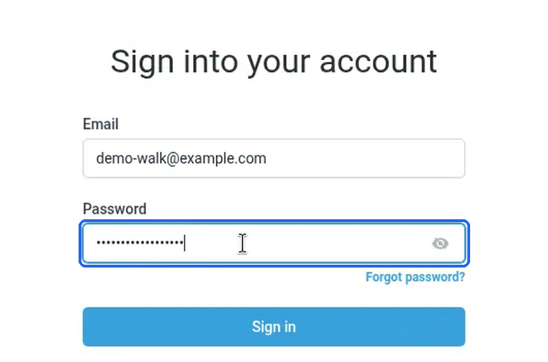 The Password box on the sign-in page, highlighted