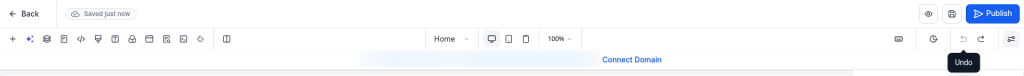 The builder's top rows with the Undo tooltip showing under the undo arrow