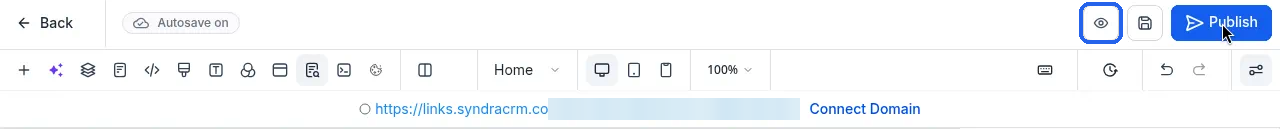 The preview (eye) icon highlighted in the top bar