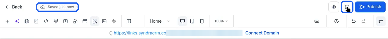 The badge changed to "Saved just now"