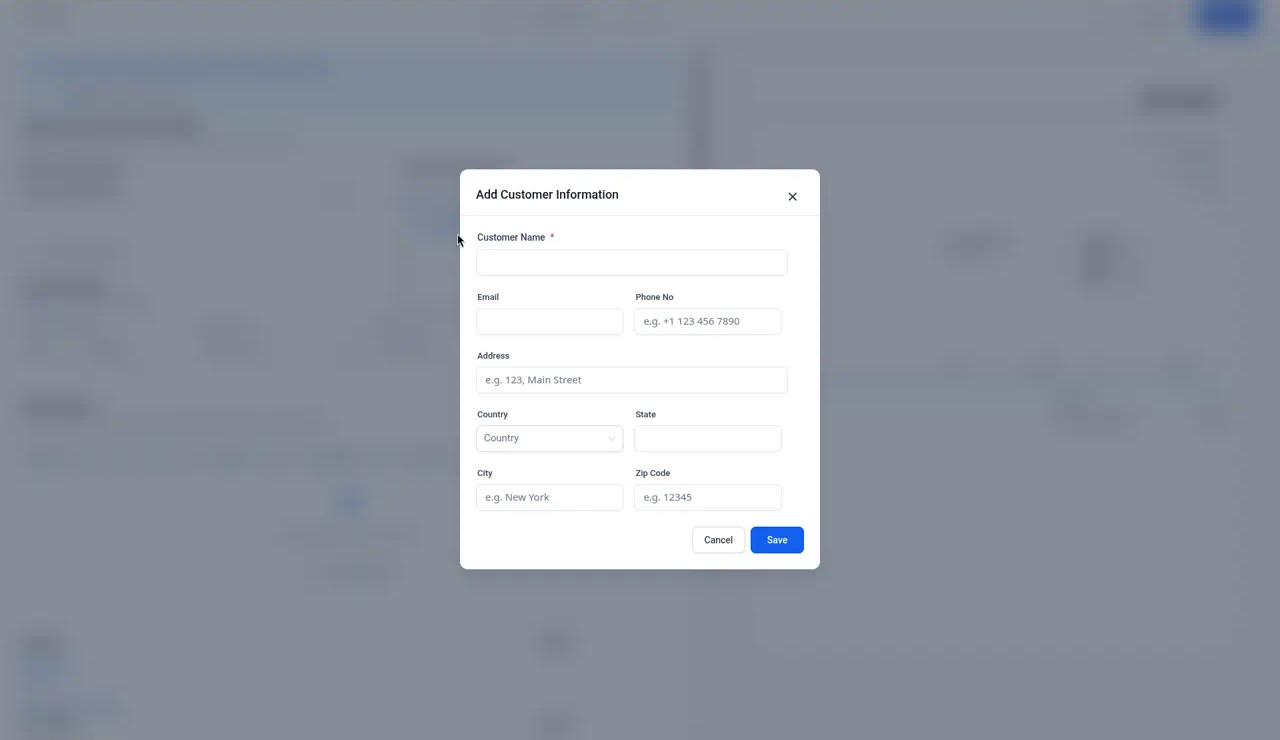 The Add Customer Information window