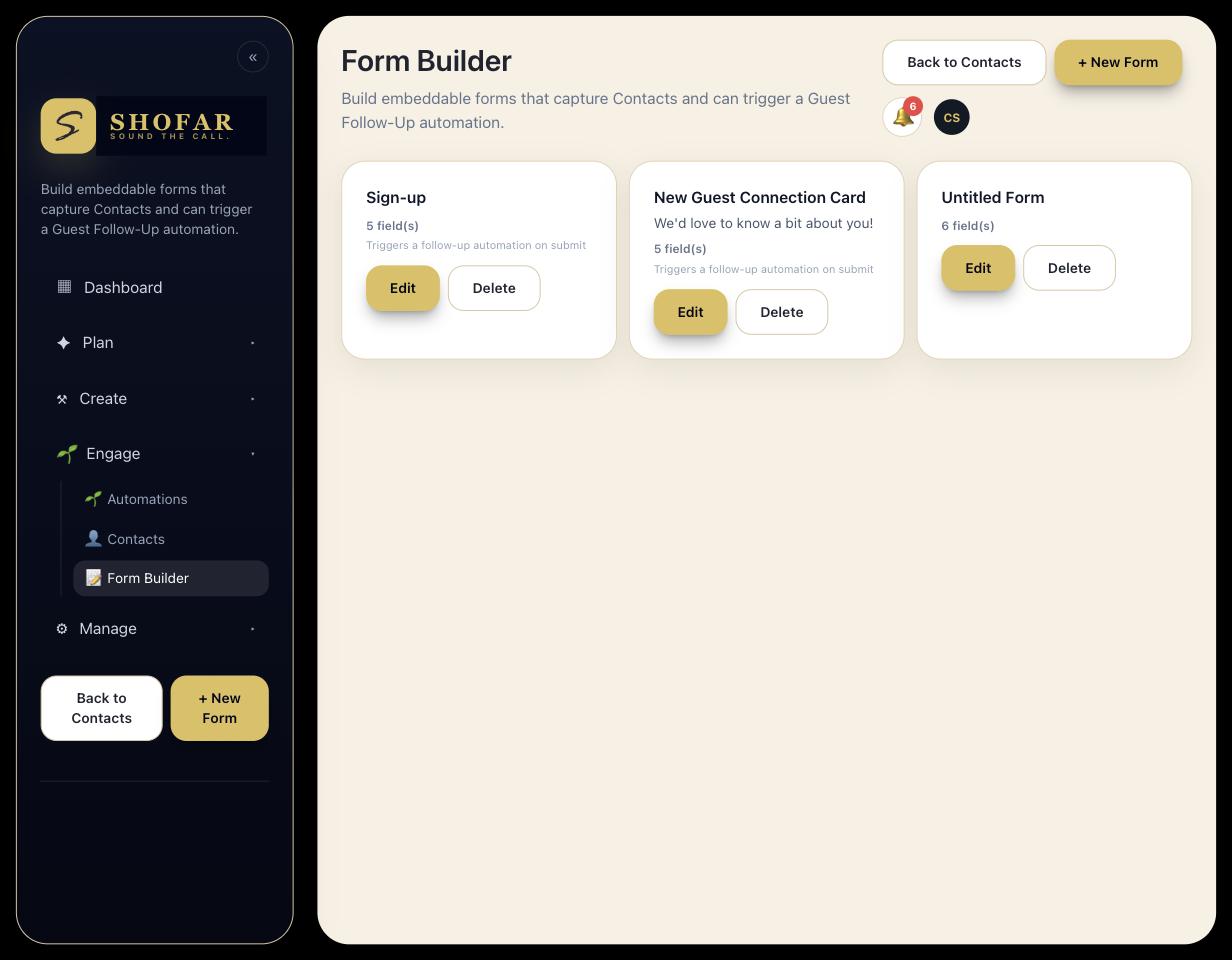 Shofar form builder, blurred preview