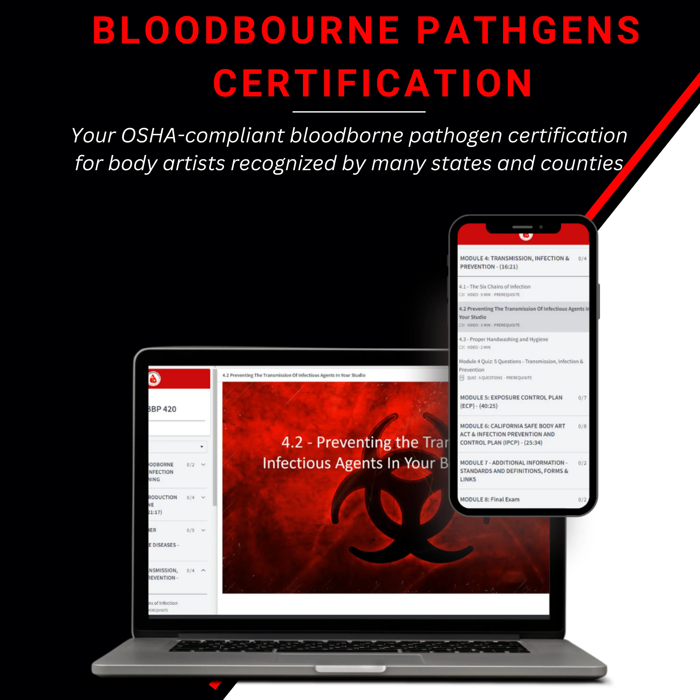 Health and Safety Bloodborne Pathogen Certification Course included in Beauty by Fox | Beauty Clinic & PMU Academy training path