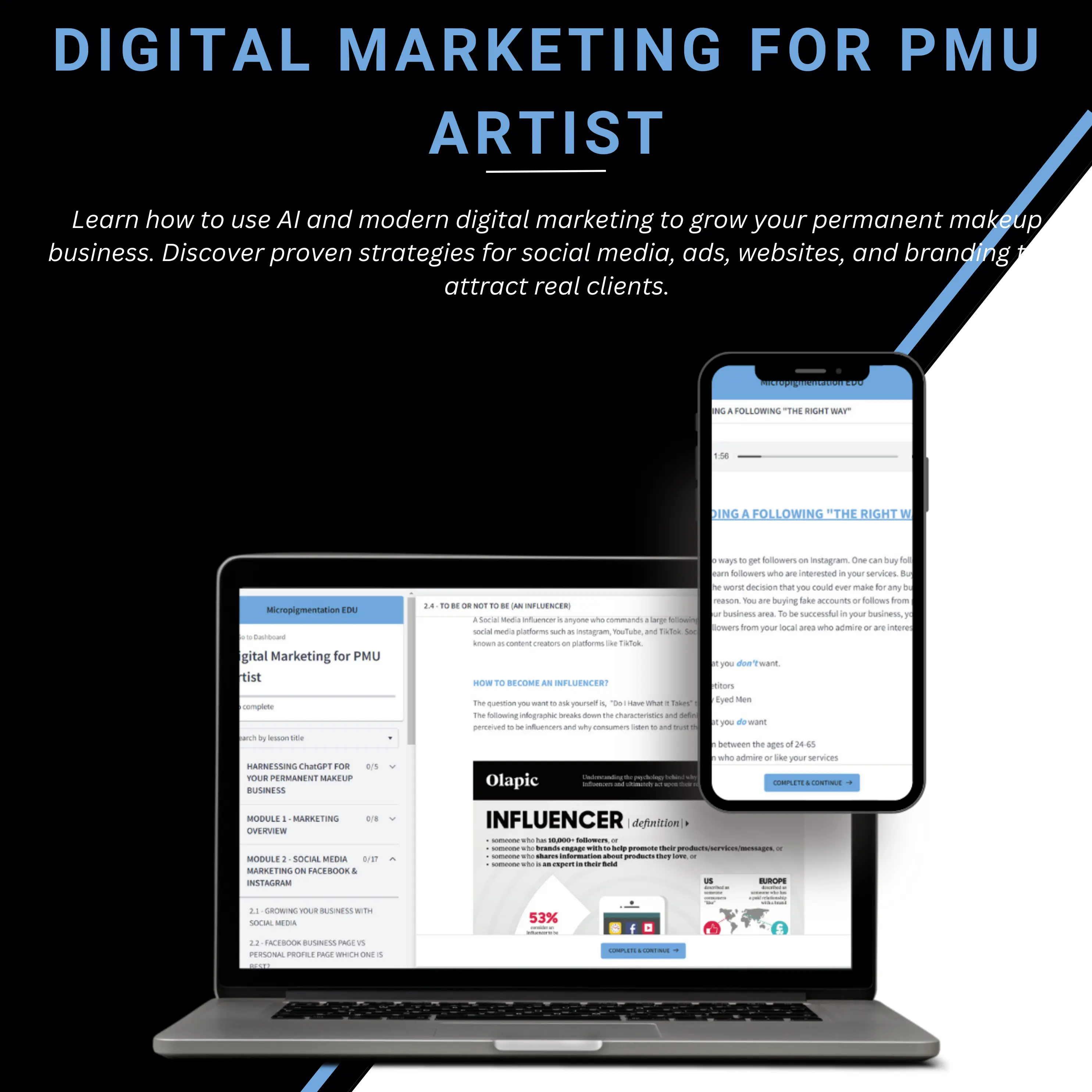 Website and business building tools included in Beauty by Fox | Beauty Clinic & PMU Academy training path