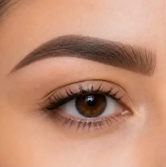 Close-up of pixel shading ombre powder brow result