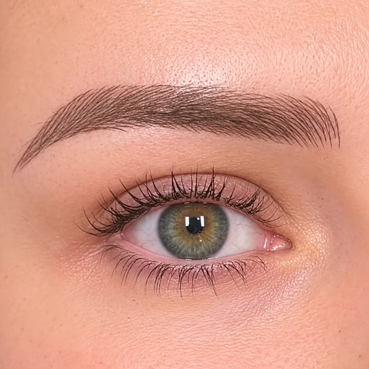 Close-up of microbladed eyebrow hair strokes
