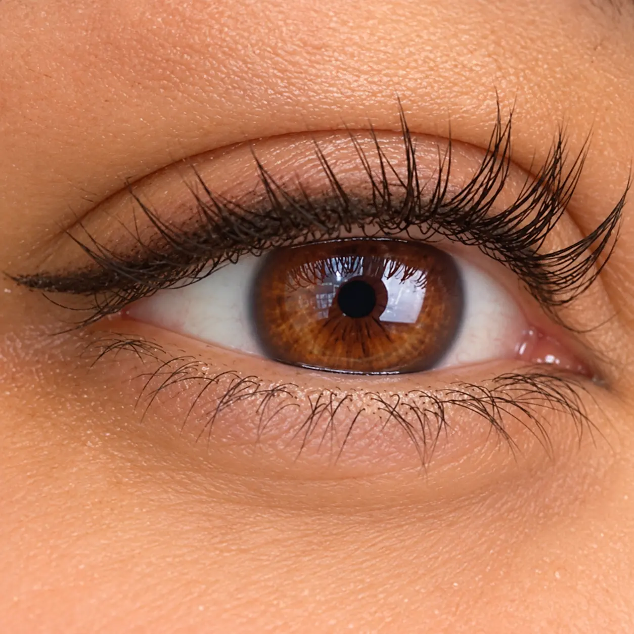 Close-up of classic permanent eyeliner result