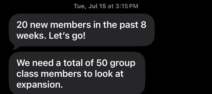 Text: 20 new members in the past 8 weeks