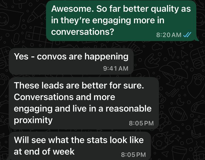 Text: These leads are better for sure