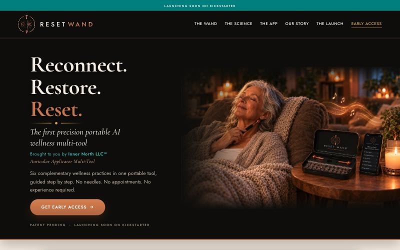 Reset Wand product launch website