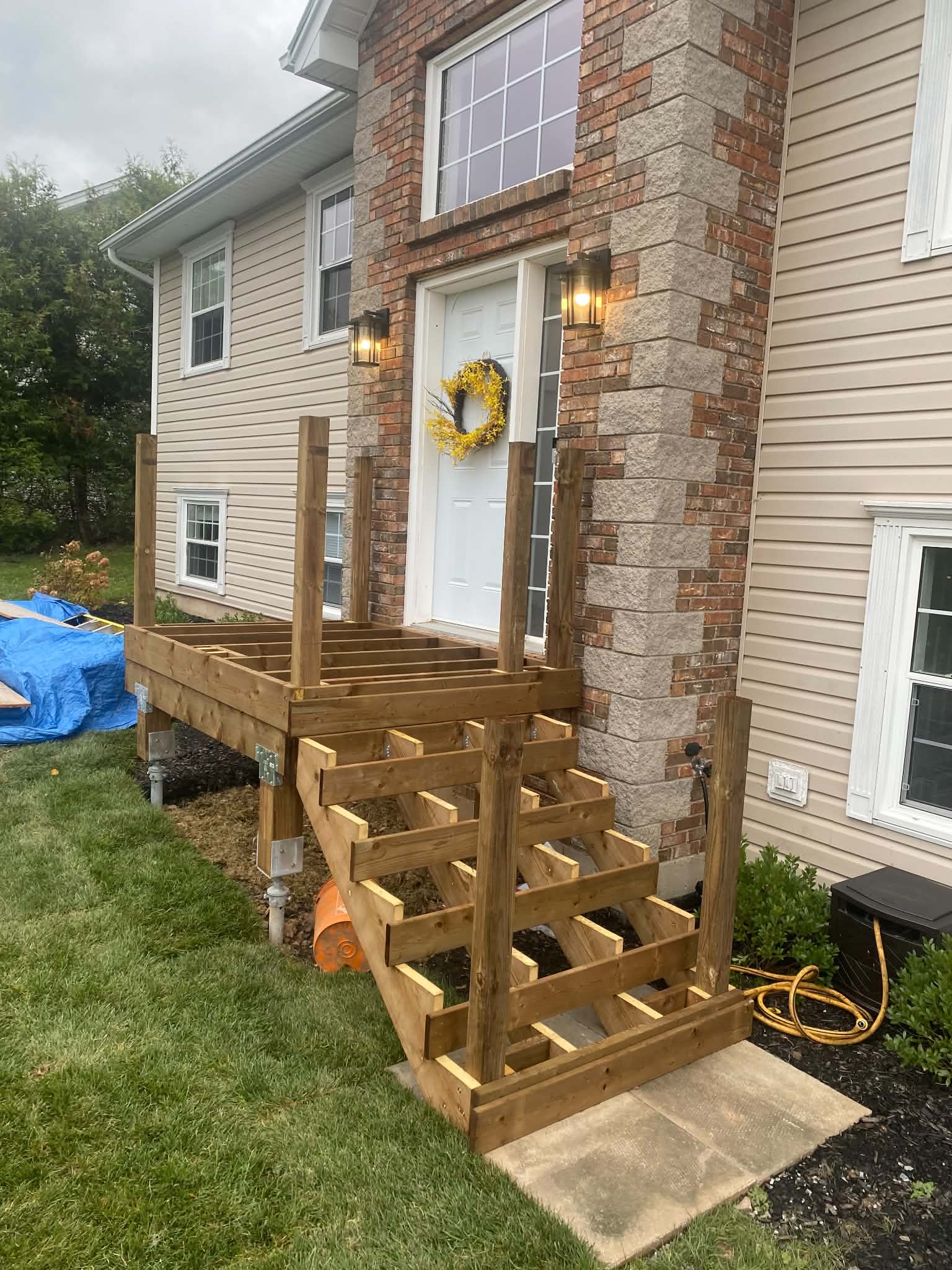 Stone Retaining Wall with Lighting