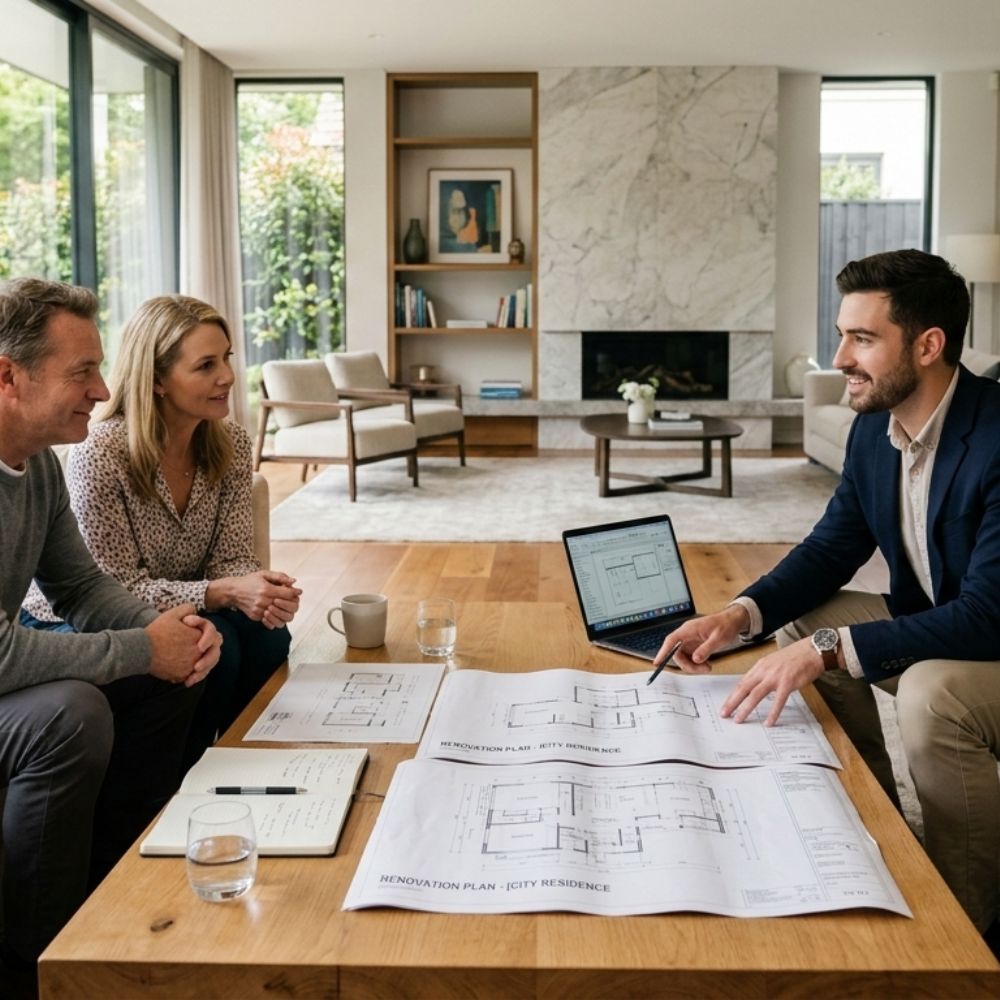 homeowners meeting with project advisor