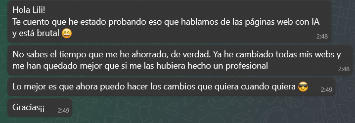 Mensaje de una alumna de Impulso IA