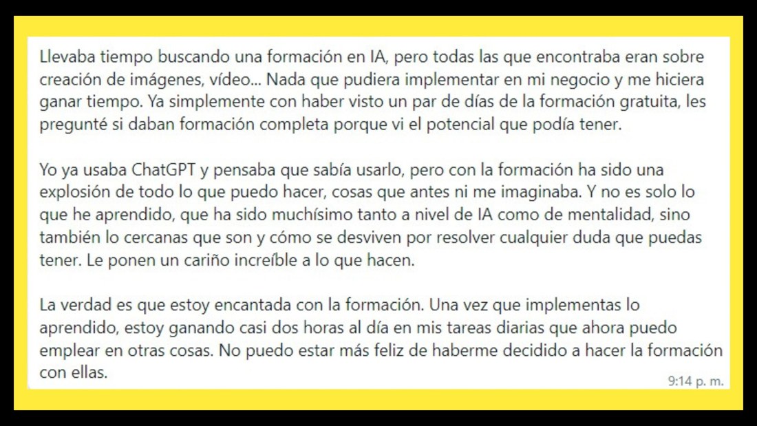 Mensaje de una alumna que pensaba que ya sabía usar ChatGPT