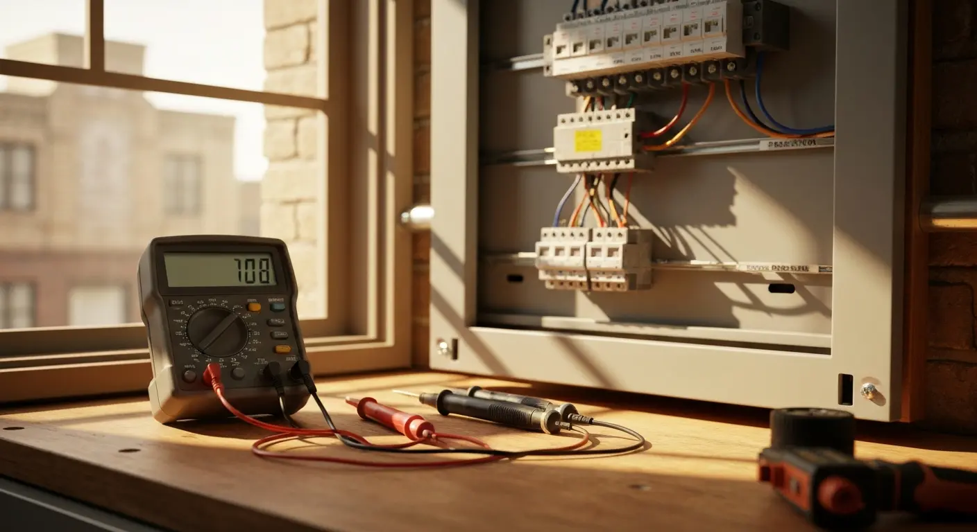 Electrician testing circuits in Rosemont