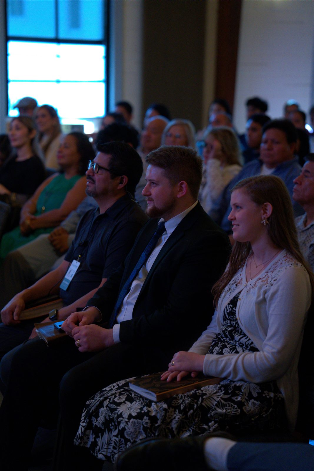 Ev. Dennis and Lauren Gingerich in a service