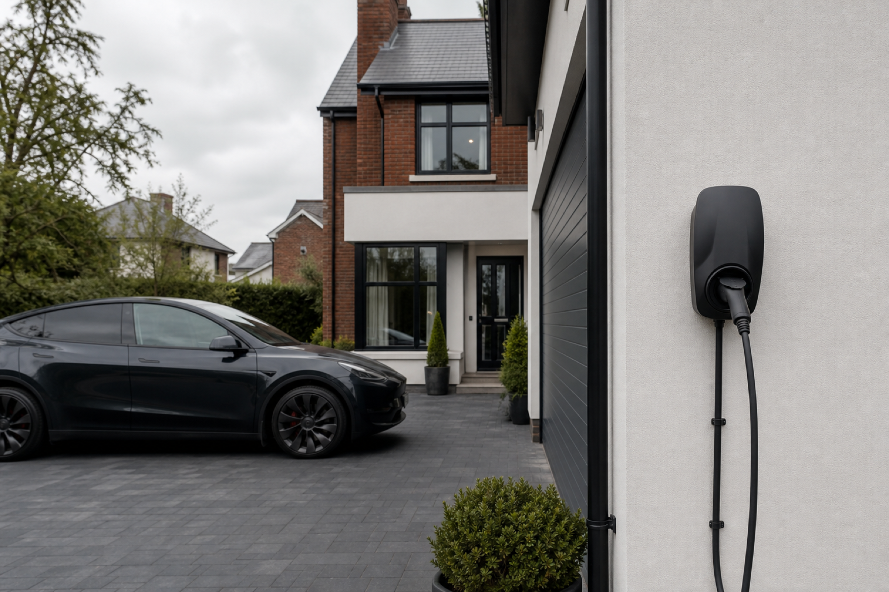 A carefully finished Wiredd home EV charger installation