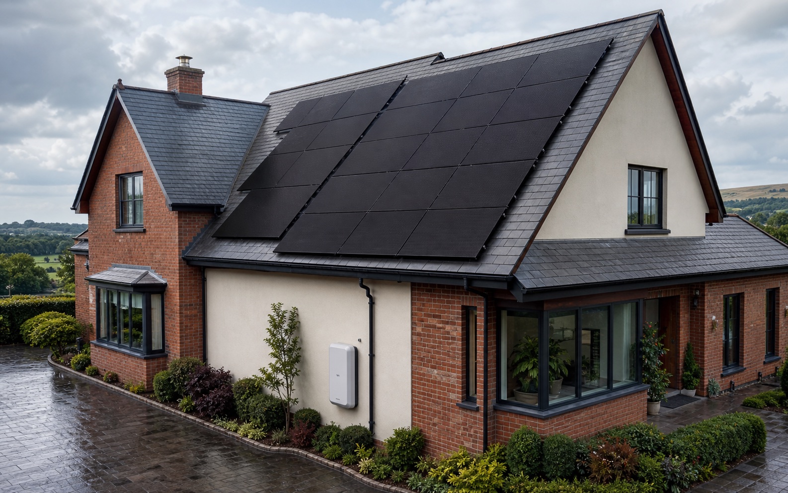 High-quality all-black solar panels installed on a Northern Irish home