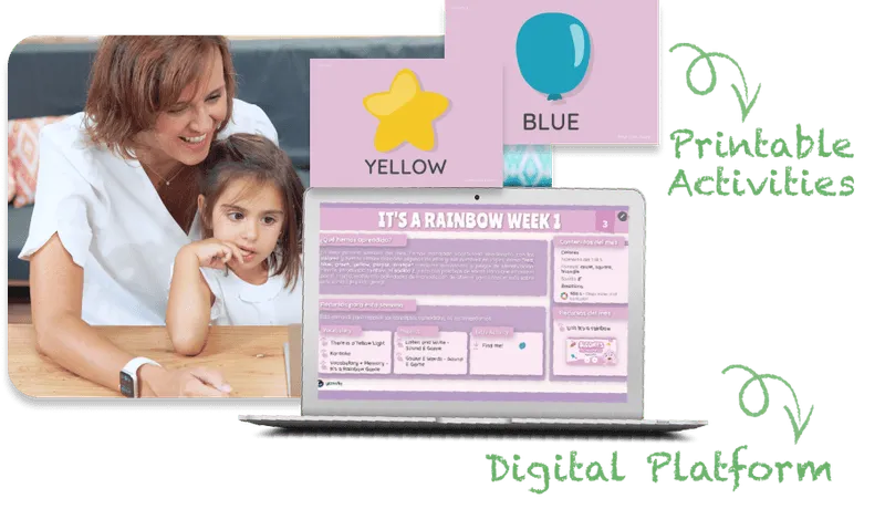 Mamá e hija practicando inglés con la plataforma digital Great Little World