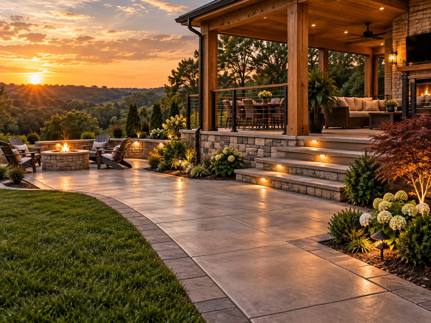 Screened porch with ceiling fan, large screen panels, and wooded view in Middle Tennessee