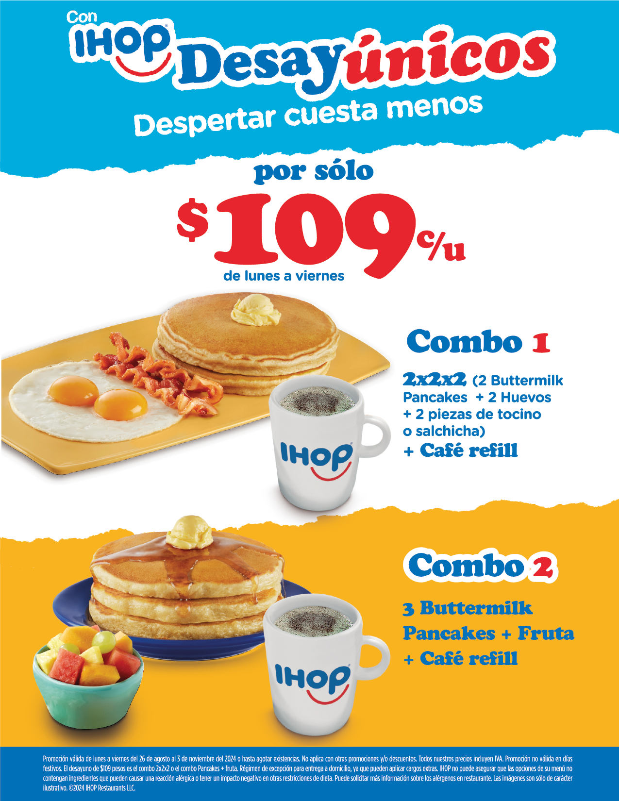 menú de comida ihop