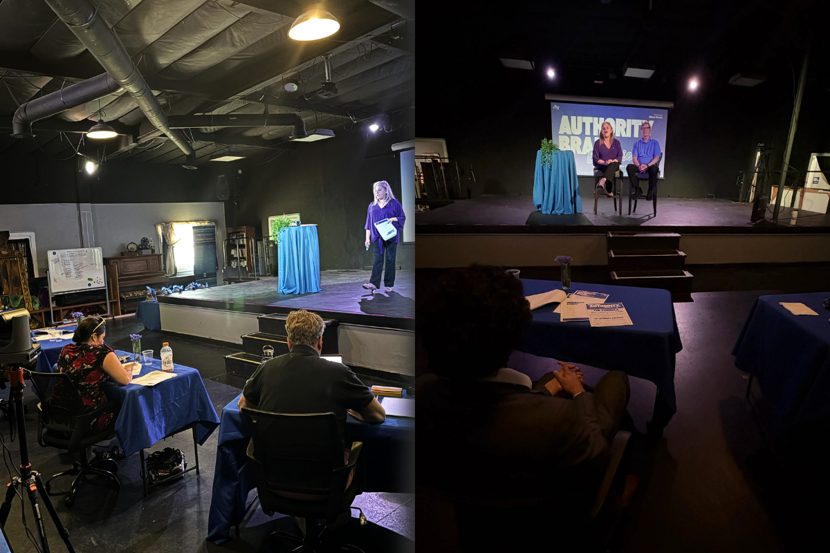 Creative professionals and students collaborating during a networking event focused on arts, innovation, and career opportunities.