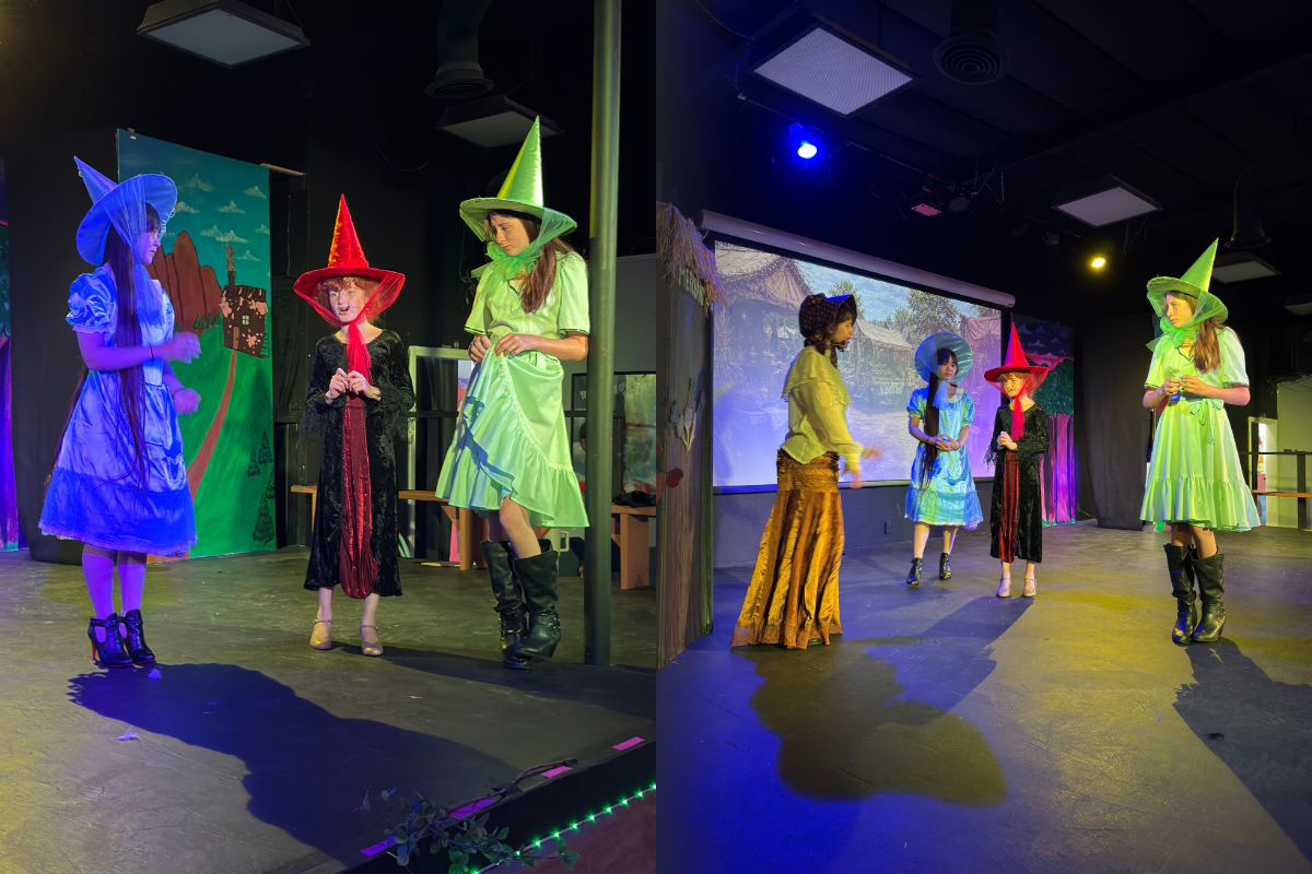 A diverse group of students collaborating on a creative arts project, expressing themselves through visual and performing arts in an inclusive learning environment.