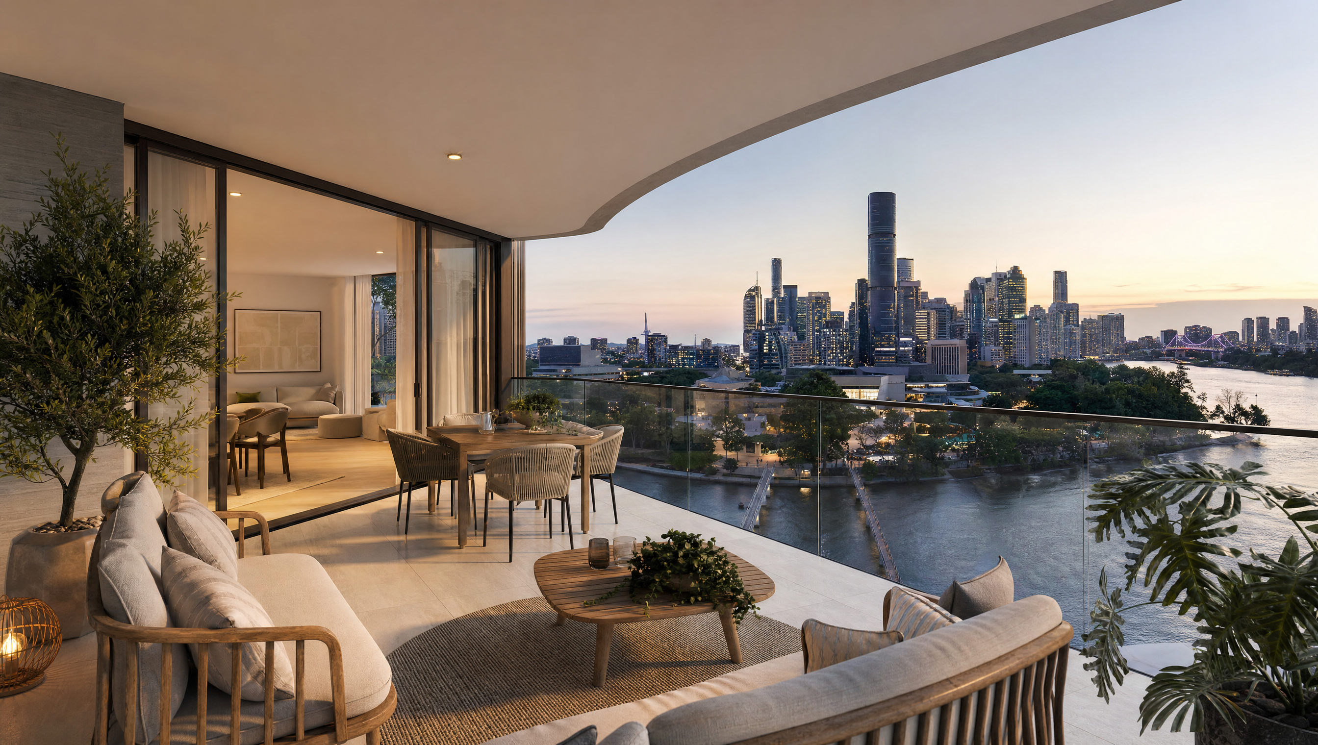 Street render of the boutique apartment building in its inner-city context.