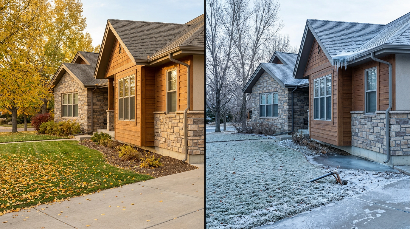 Denver home drainage before and after winter freeze damage