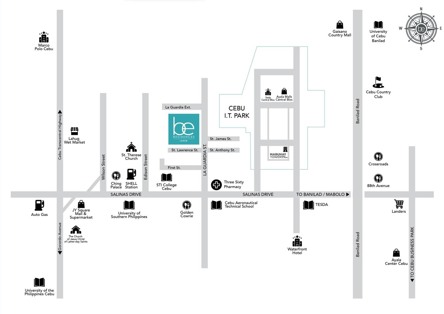 BE Residences Lahug Location Map