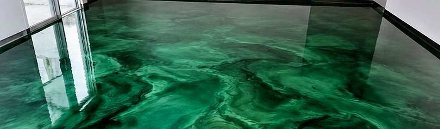 Emerald green metallic epoxy floor by Accredited Epoxy Flooring