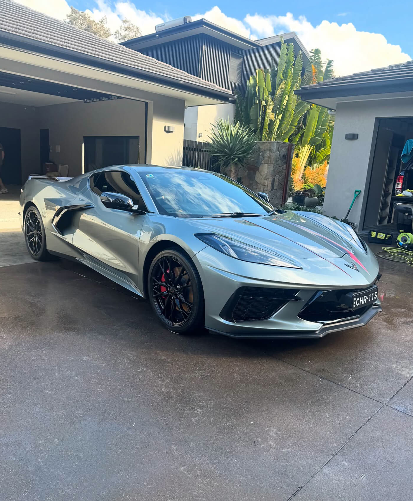 Chevrolet Corvette detailed at a client home on the Central Coast