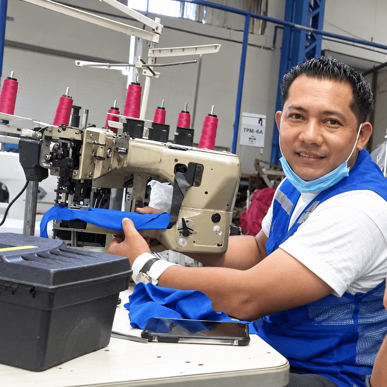 Industrial sewing service in progress