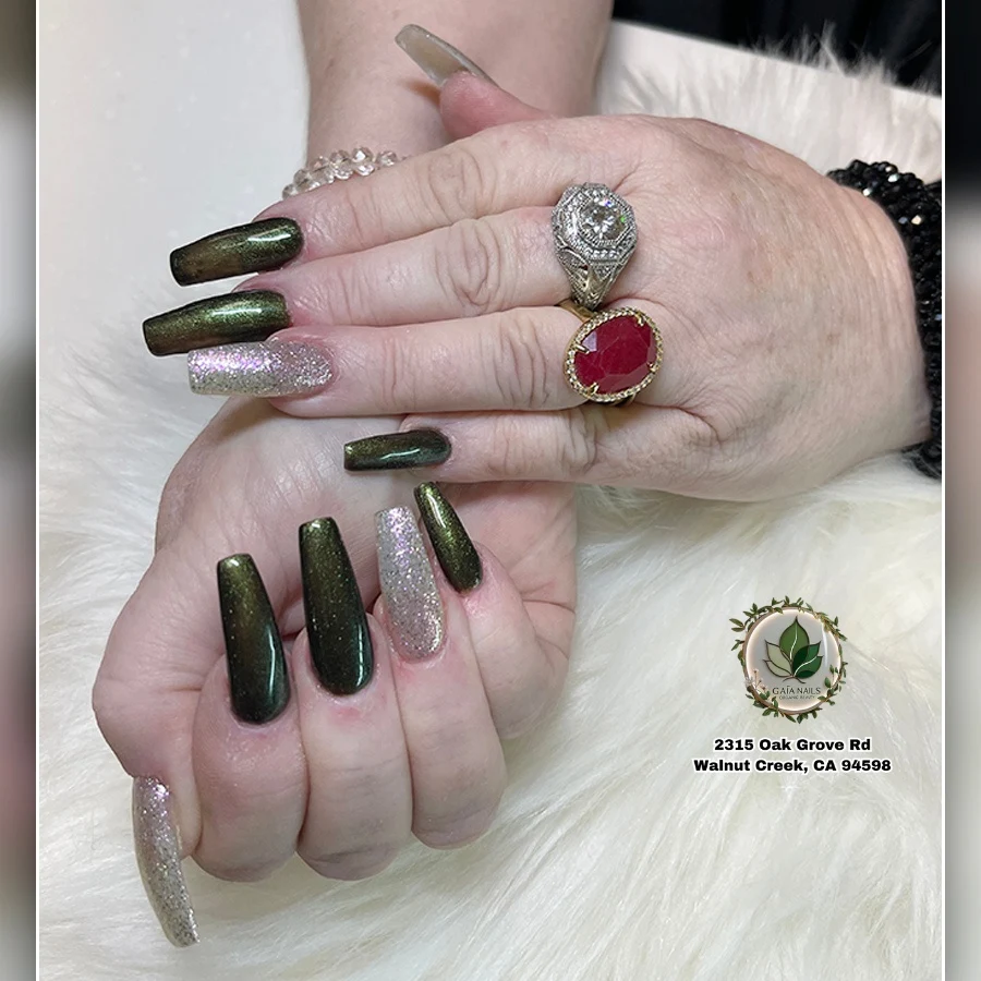 Custom nail art at Gaia Organic Nails Walnut Creek