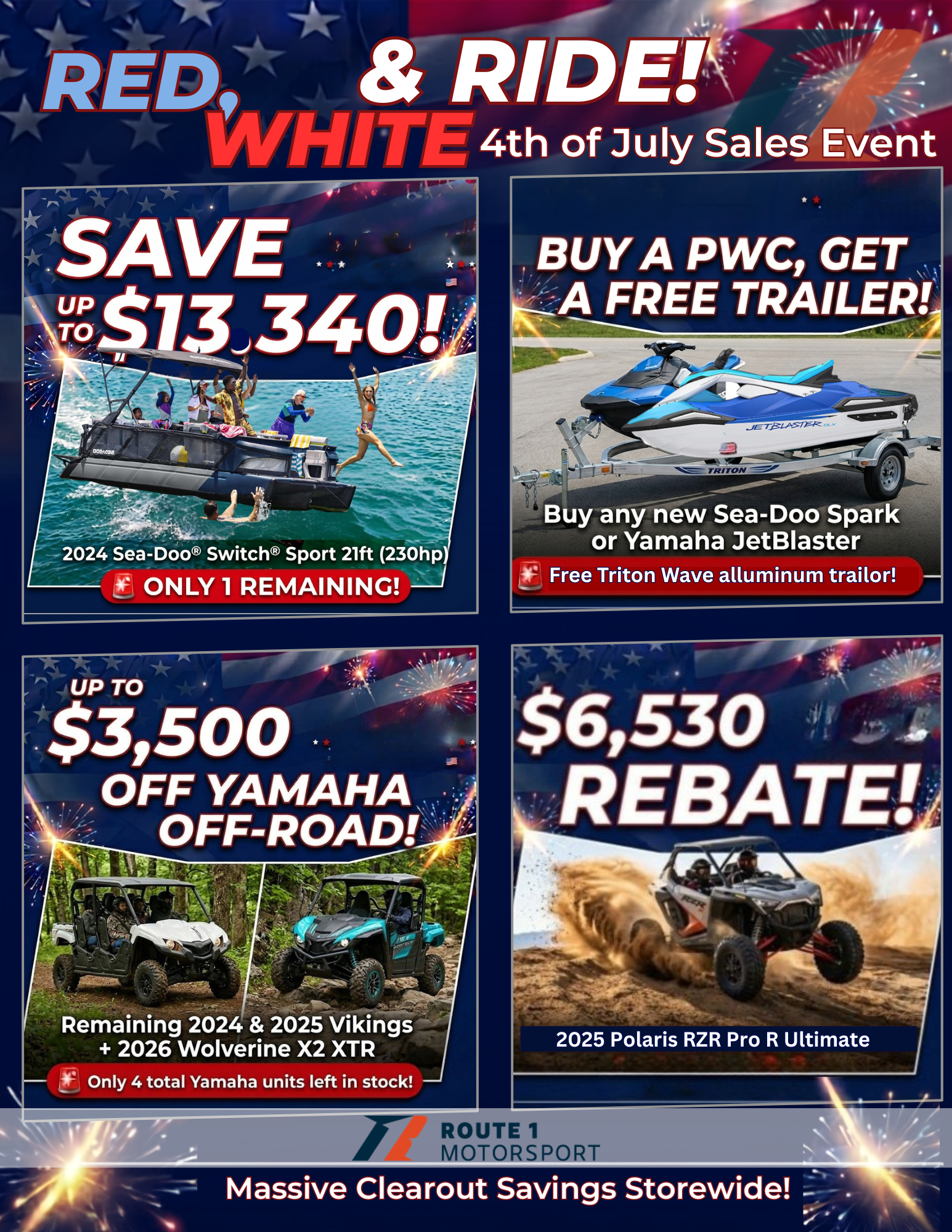 Route 1 Motorsports 4th of July Sales Event