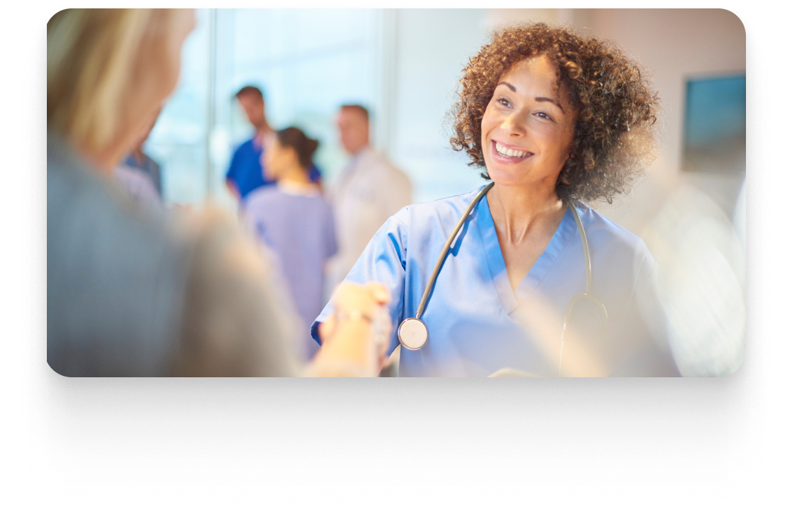 a nurse and a patient doing a handshake | Express Courier Services