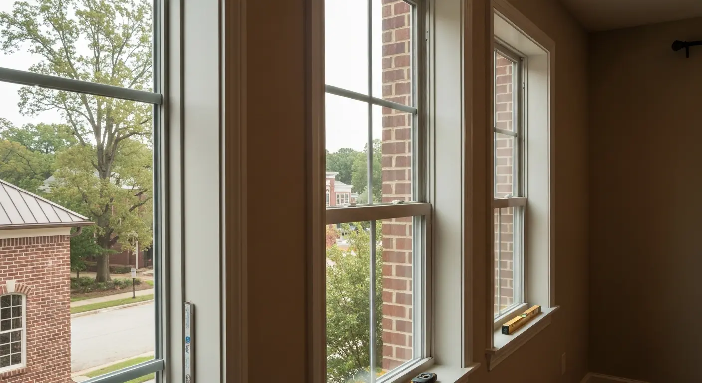 Casement window with contemporary framing