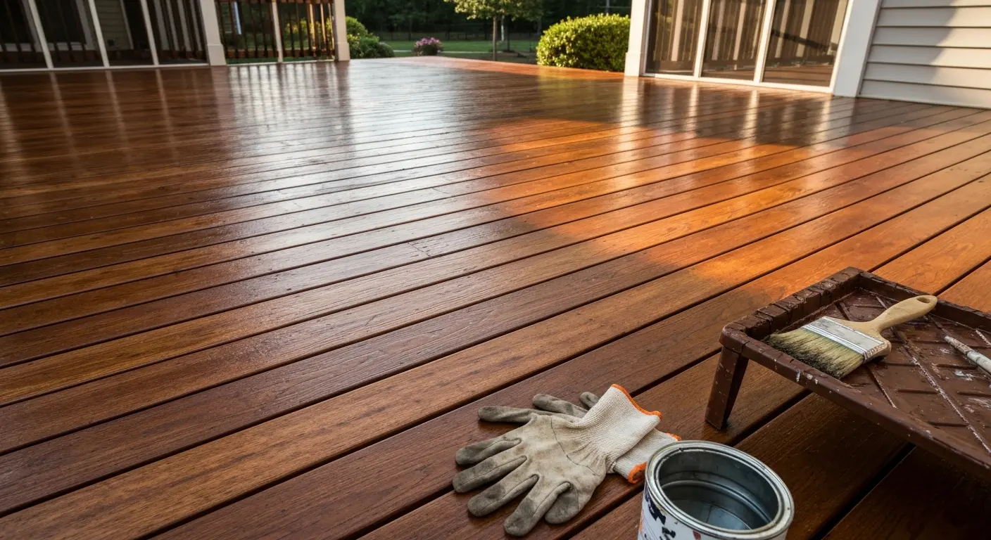 Deck staining and sealing