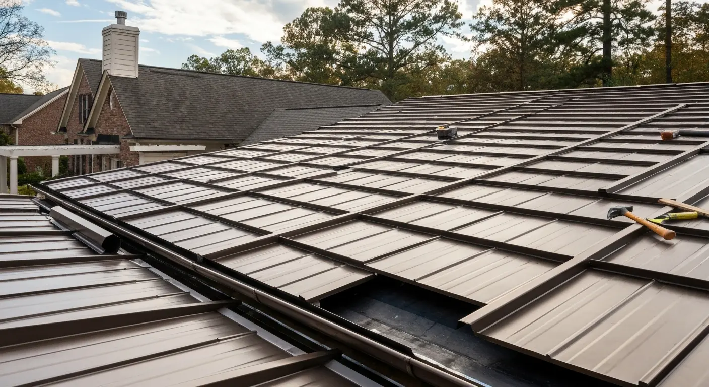 Metal roof installation project
