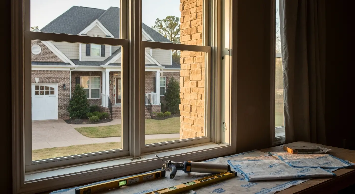 Double-hung window installation in Alpharetta home