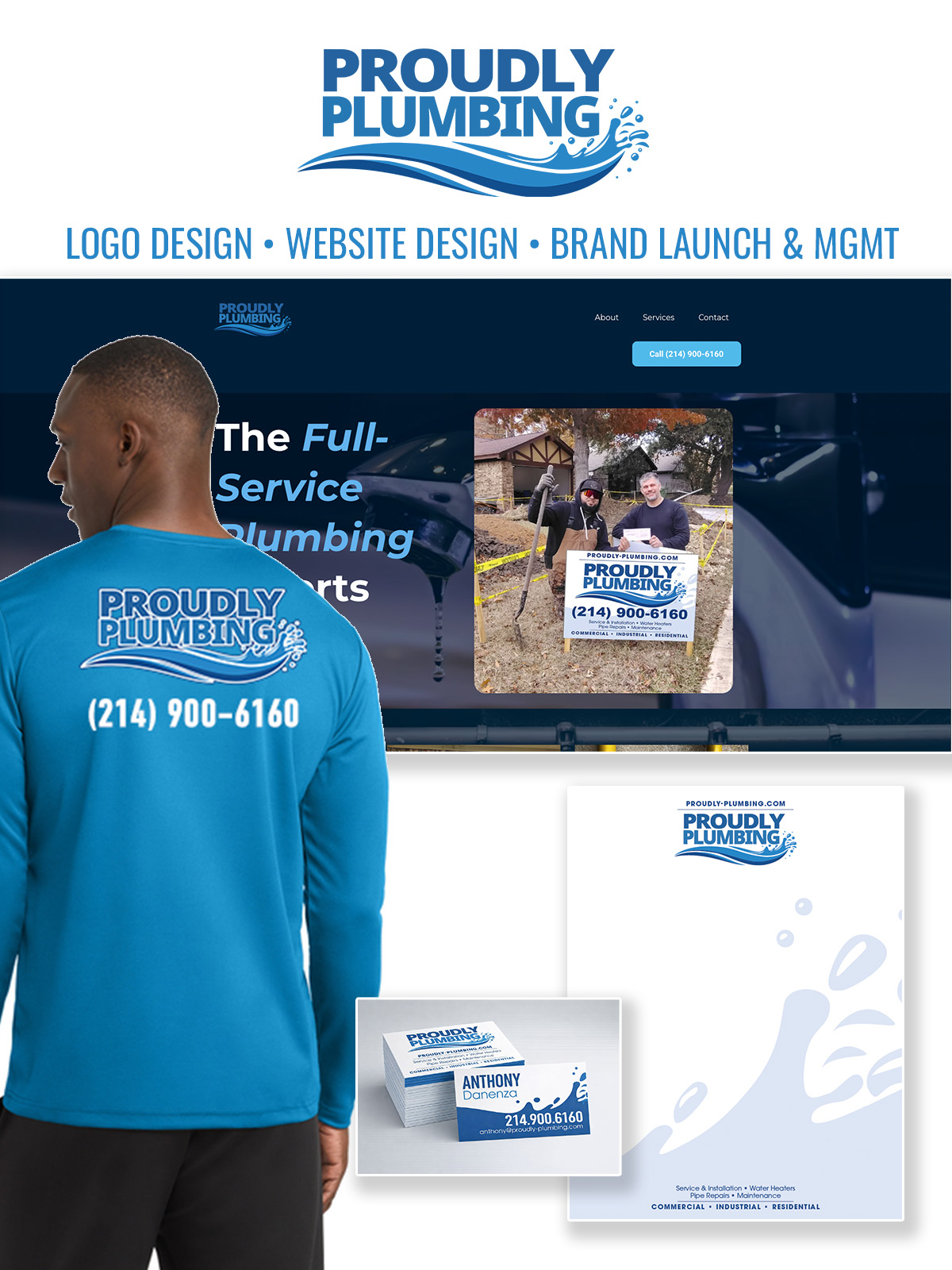 Proudly Plumbing brand board