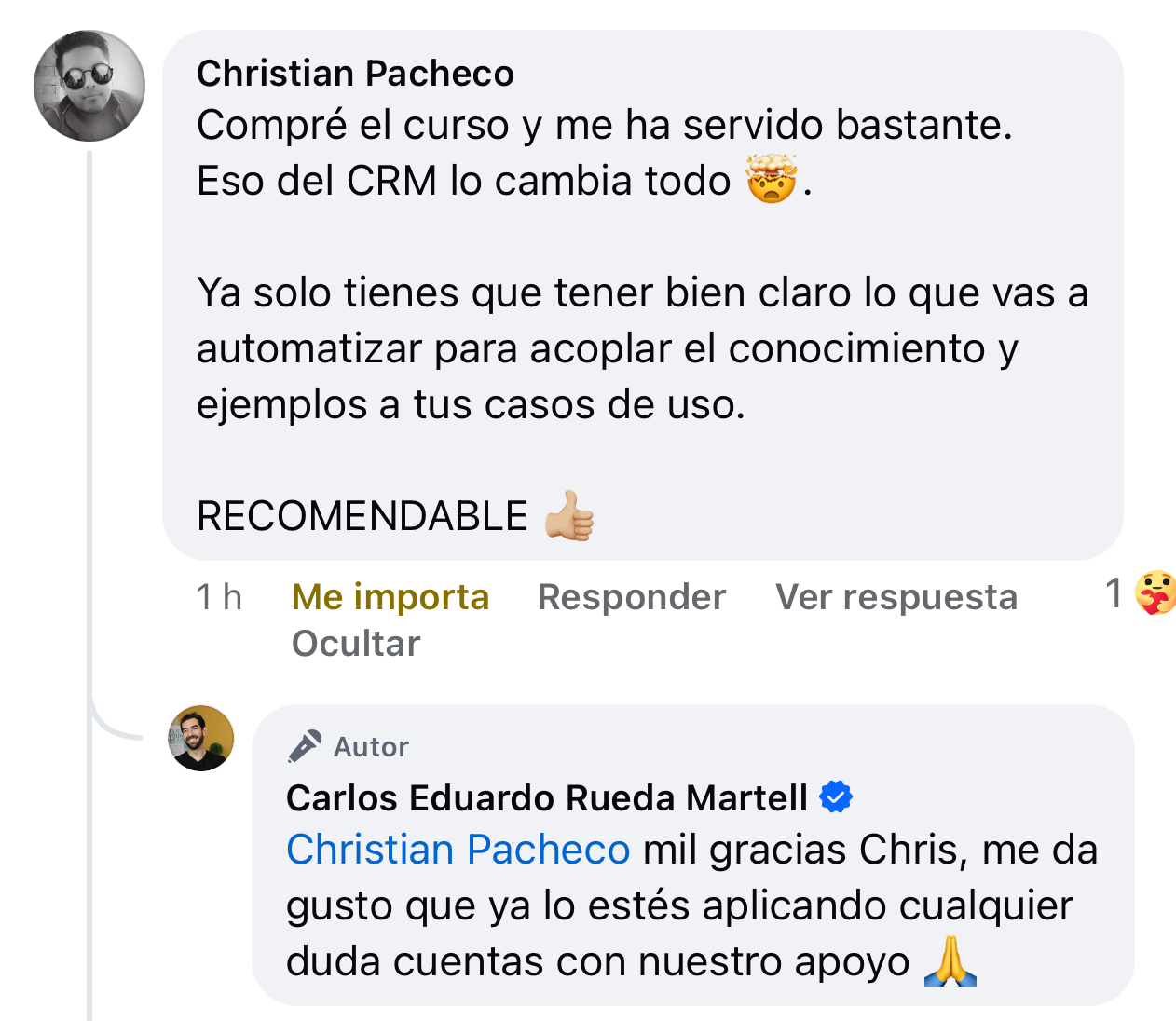 Testimonio de Hector Blanco: Es muy bueno el curso. Es una maravilla como te explican todo a detalle y paso por paso