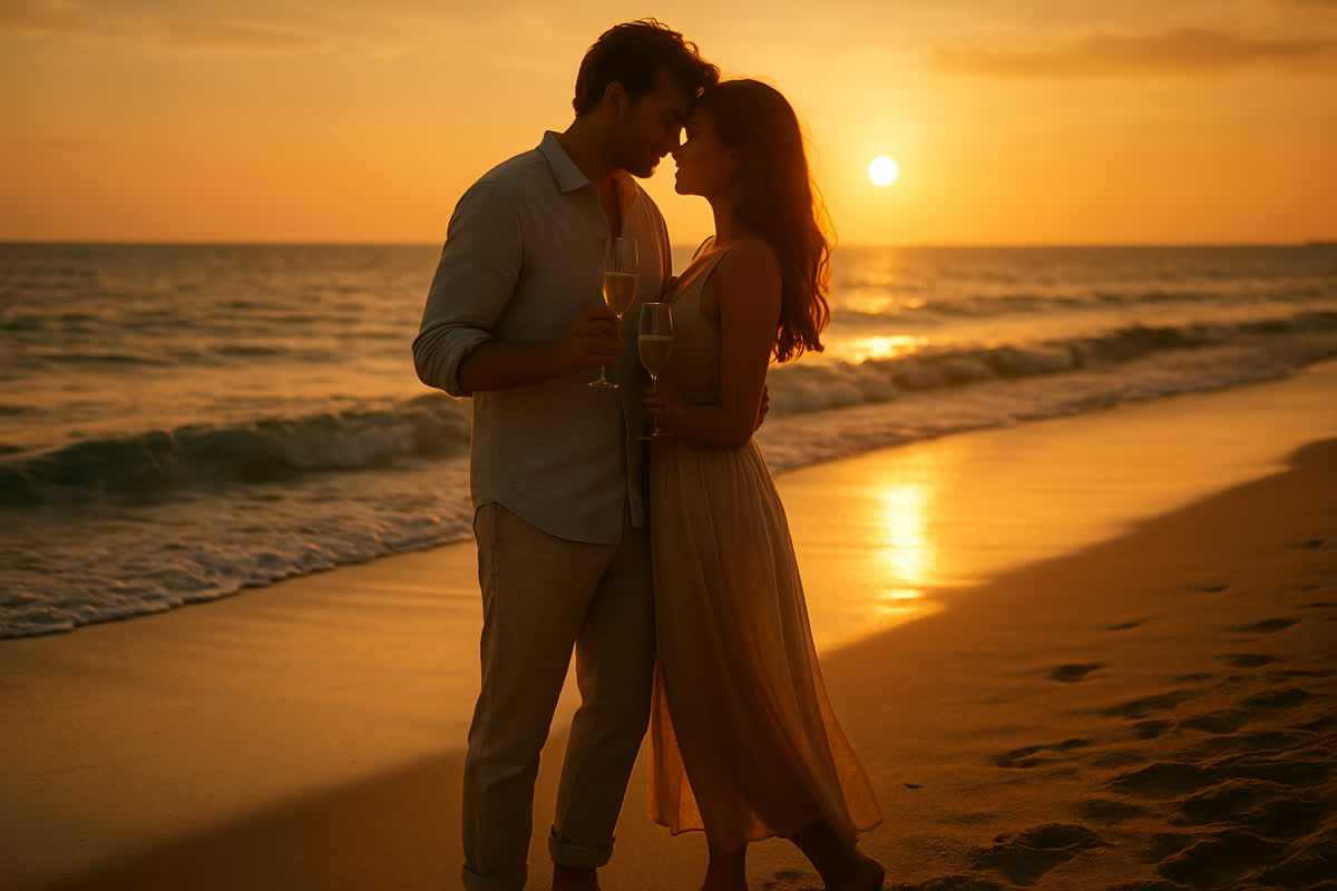 Couple celebrating a honeymoon or vow renewal