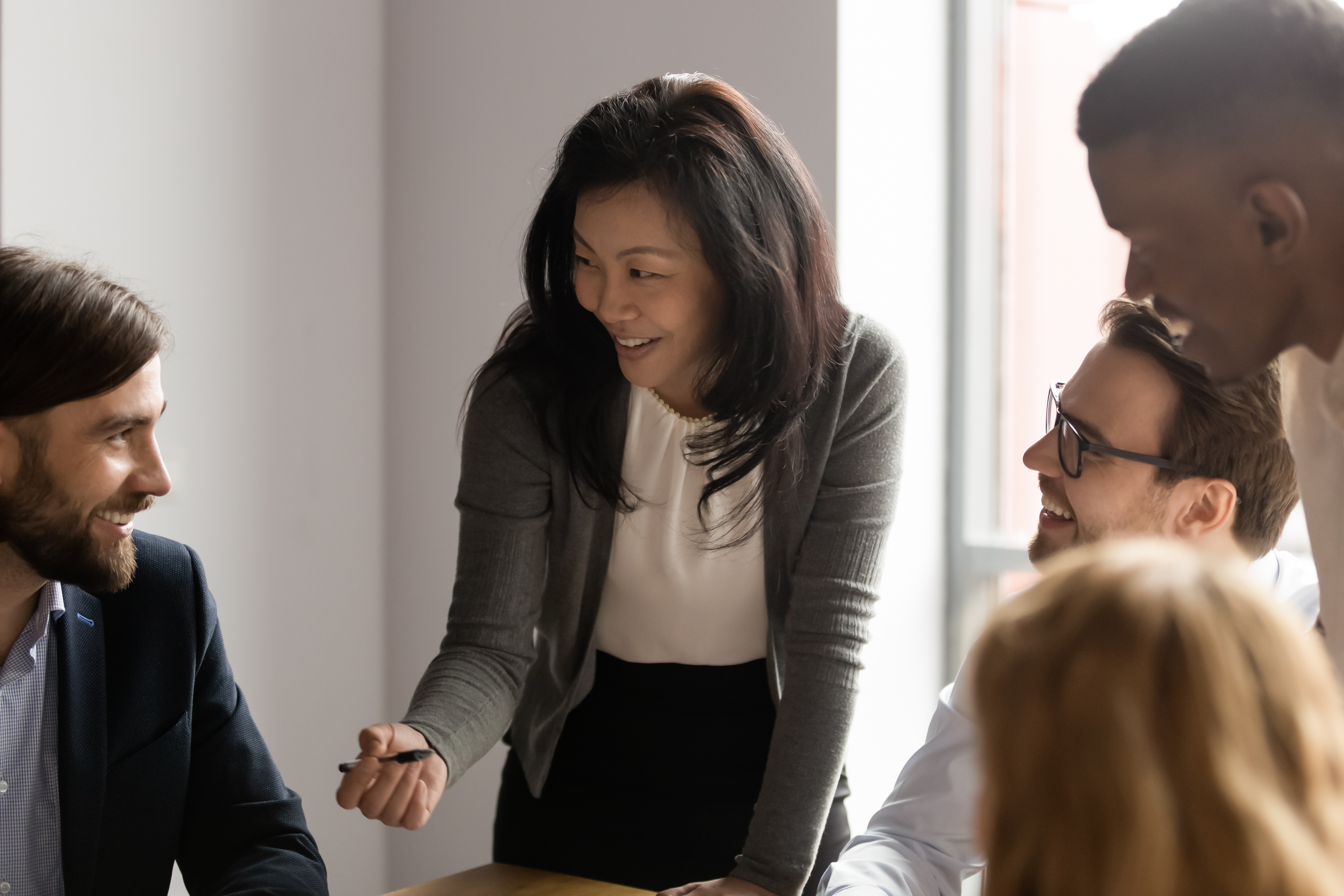 Colleagues collaborating in a meeting