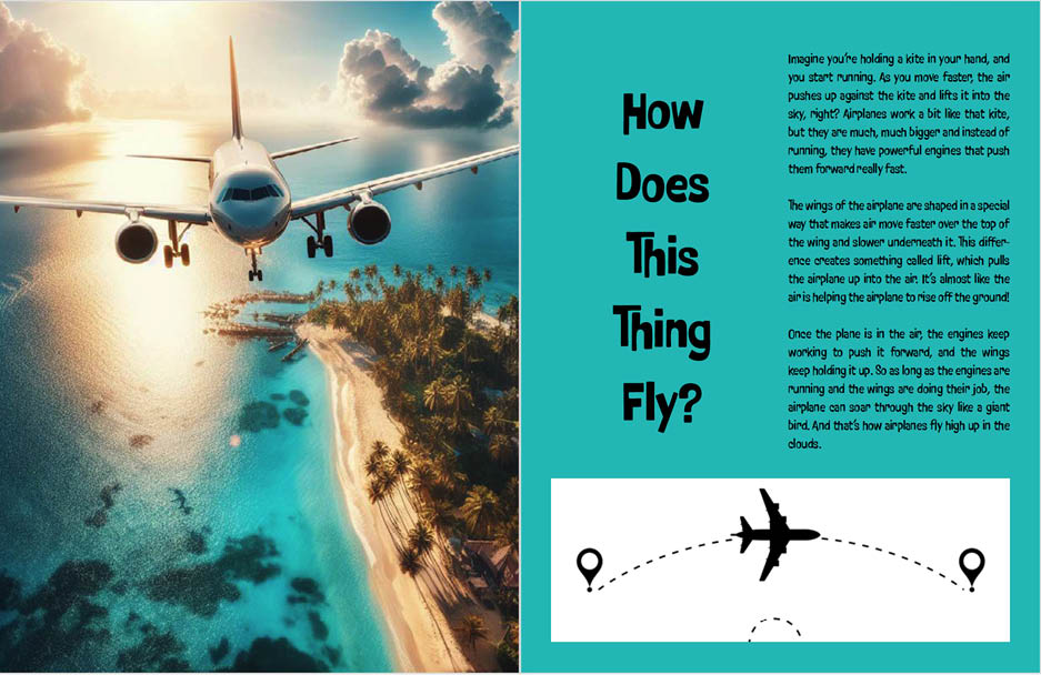Costa Rica activity book — flight science spread
