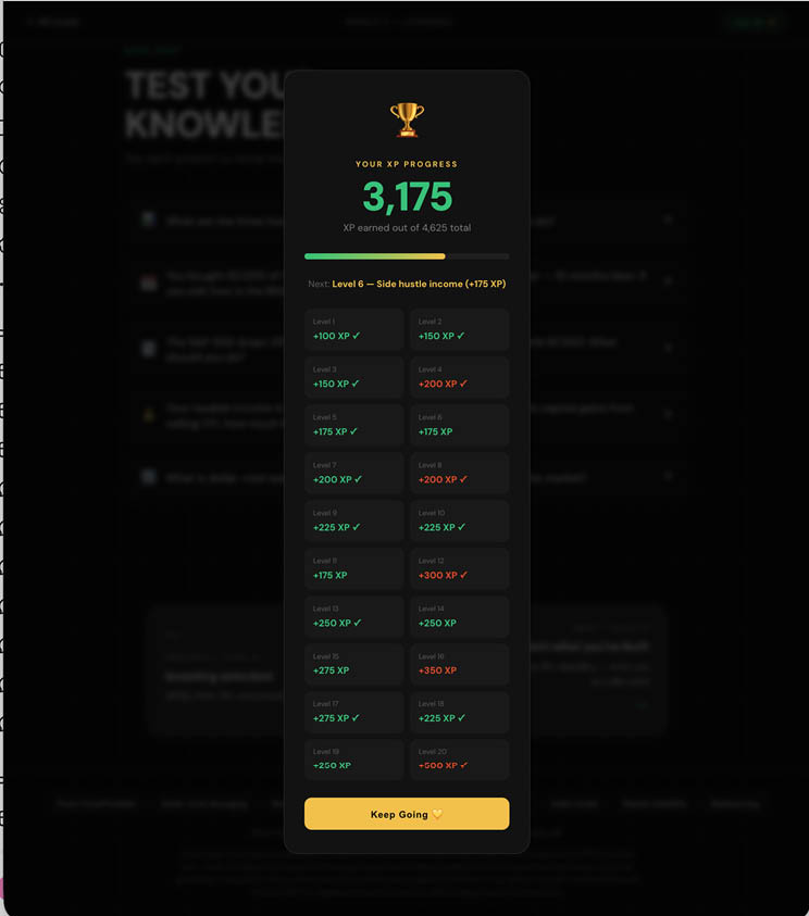 XP progress tracker