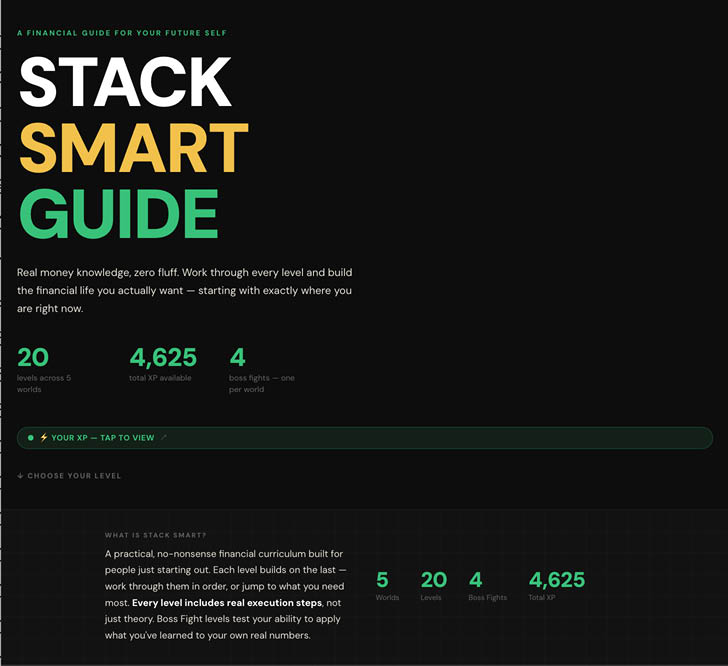Stack Smart Guides landing screen