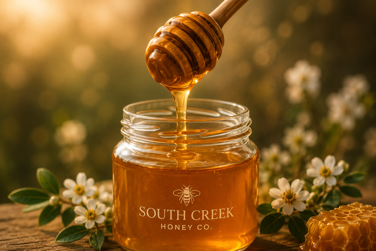 Family with children and honey frame