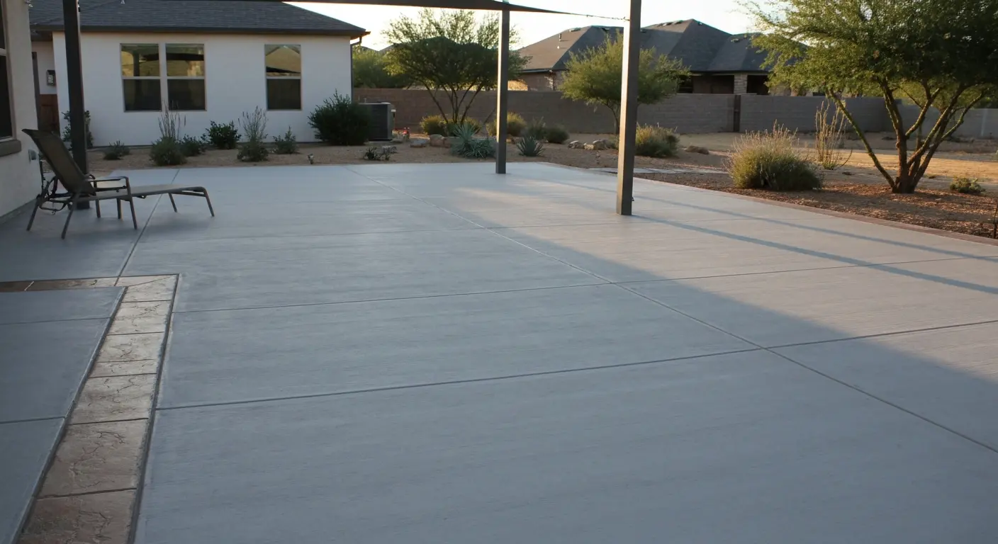 Concrete patio with shade